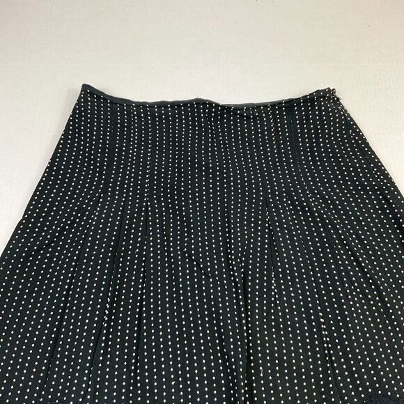 Ann Taylor Cotton A-Line Skirt Polka Dot Side Zip Knee Length Eyelet Hem Size 6 - Picture 3 of 12